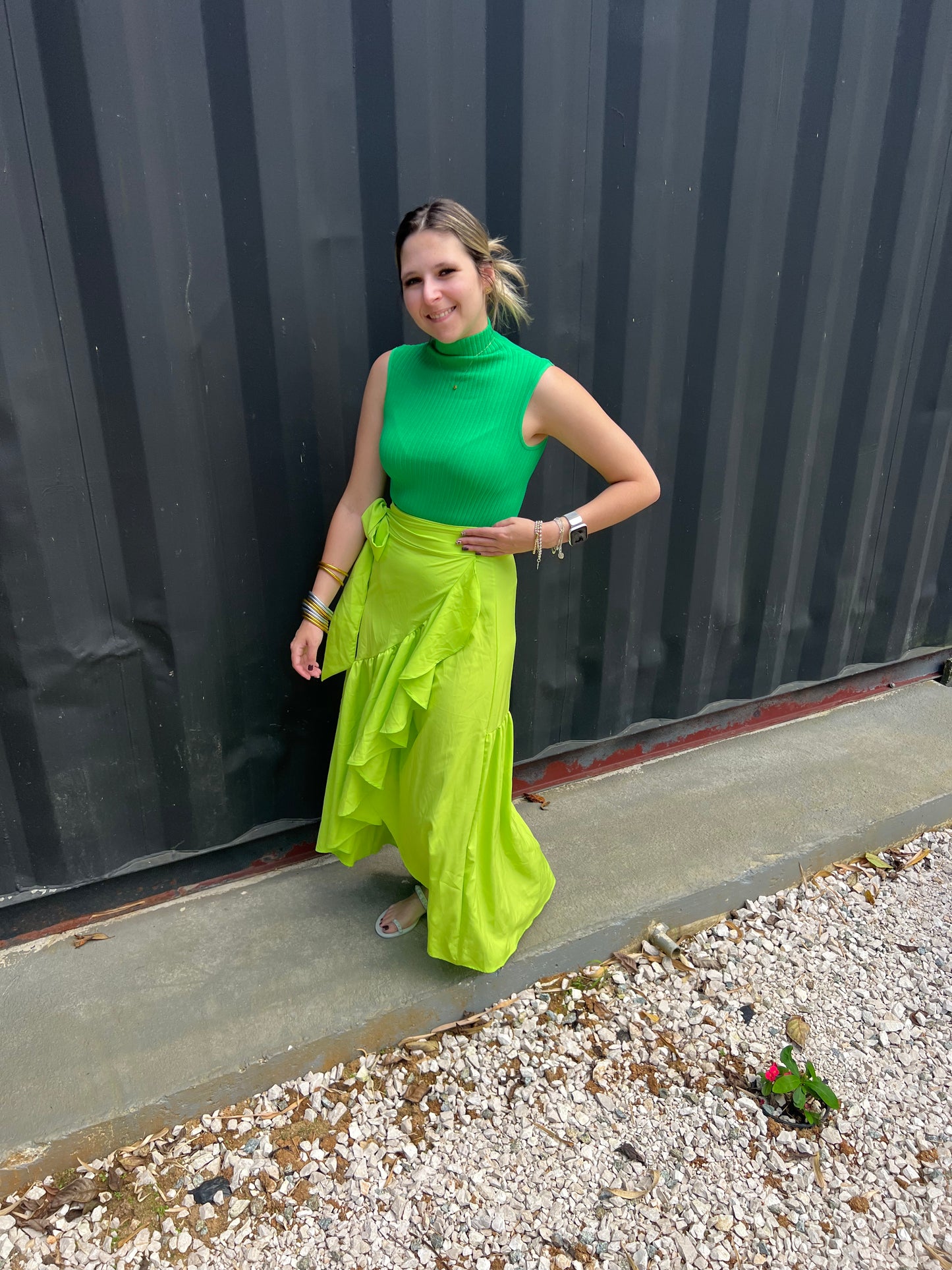 Lime Wraparound Skirt