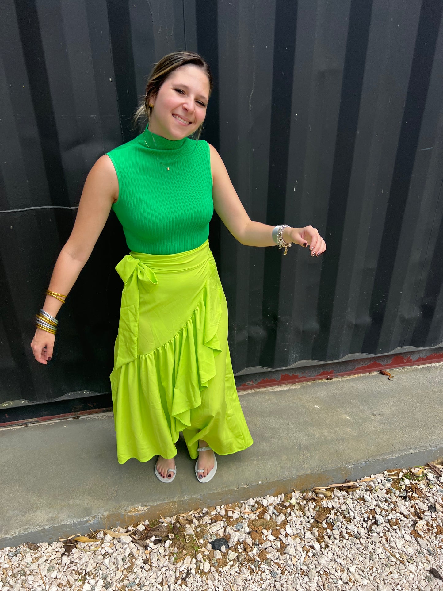 Lime Wraparound Skirt