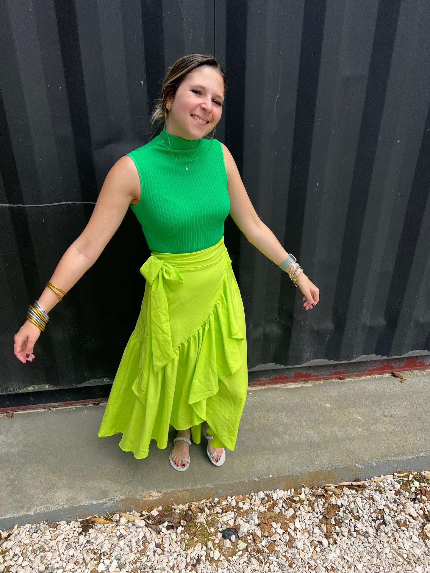 Lime Wraparound Skirt