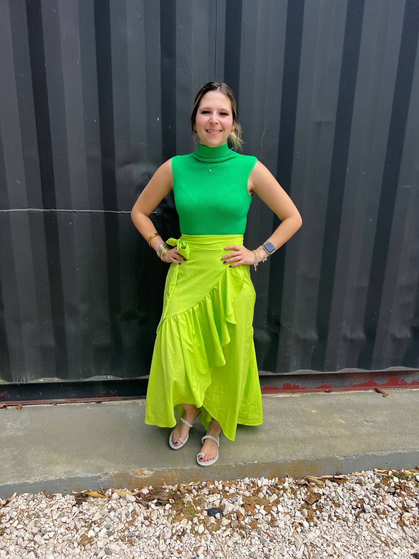 Lime Wraparound Skirt