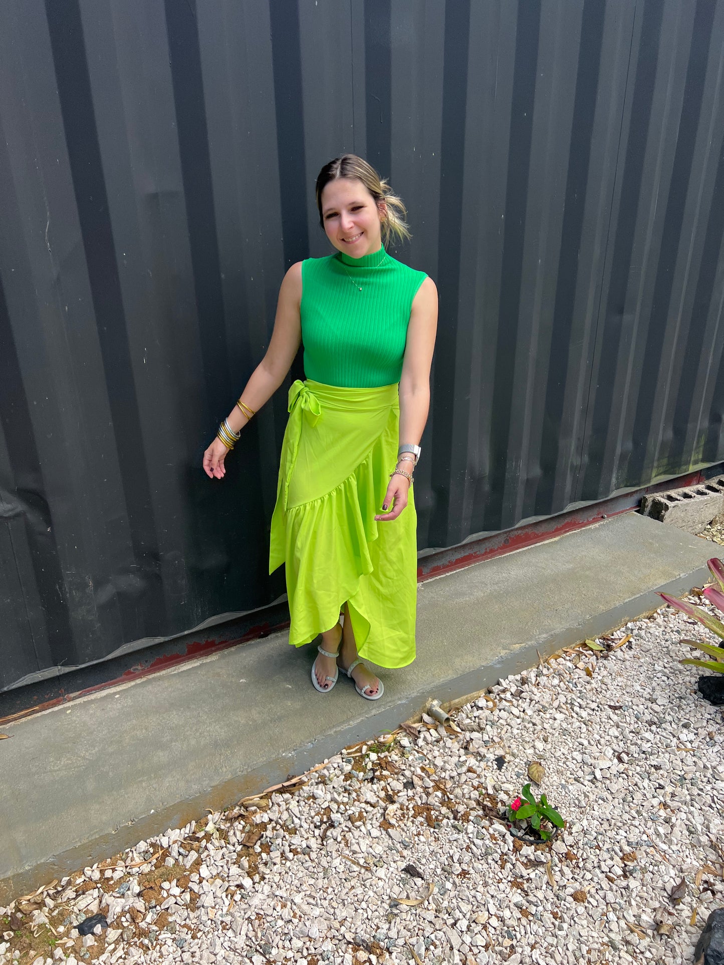 Lime Wraparound Skirt